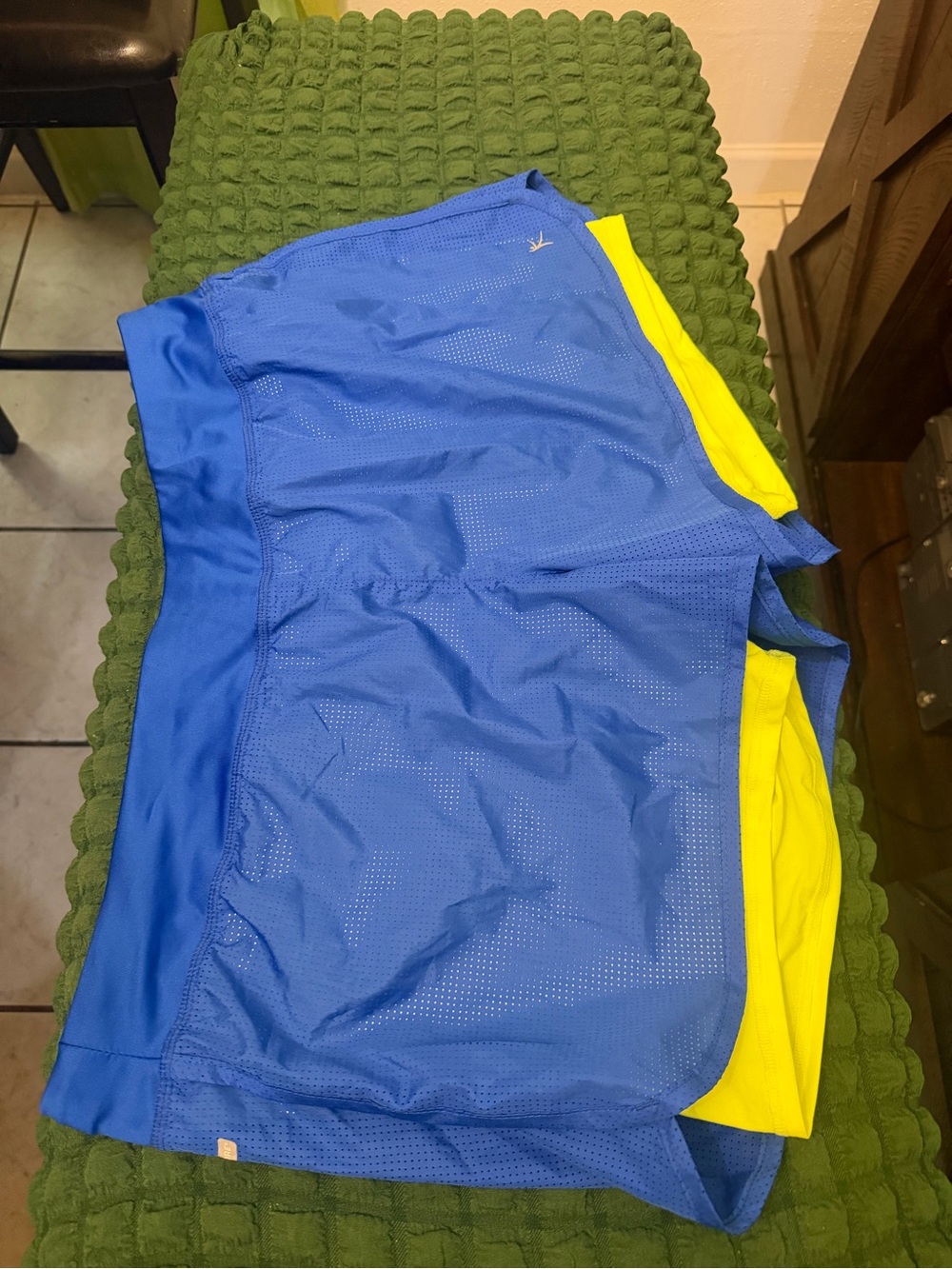 Danskin Blue Athletic Shorts with Yellow Inner Liner